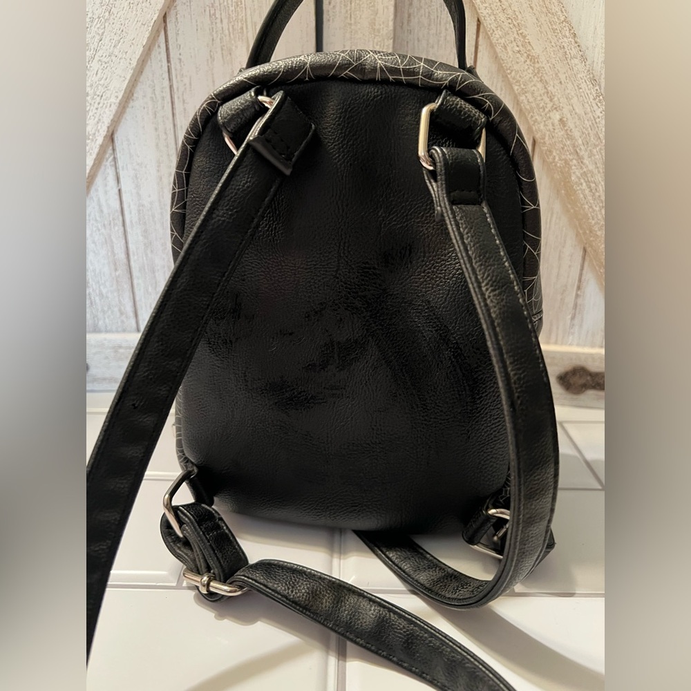 Betsey Johnson Black and Gray Cat spiderweb mini Backpack - Picture 3 of 9